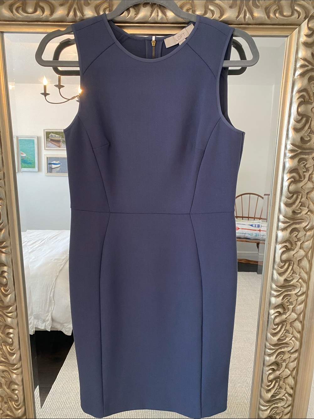 LOFT Navy Sleeveless Sheath Dress